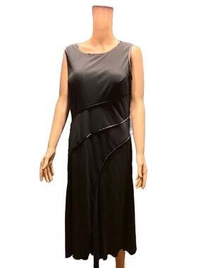 Bahari Group Black Sleeveless Tiered Midi Dress Size 14